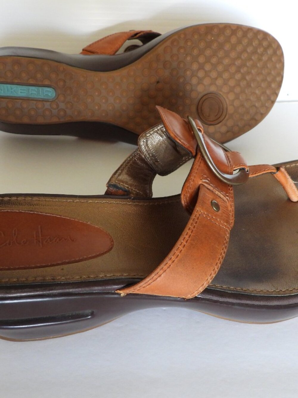 Cole Haan Nike Air Tan Leather Sandals Sz 8-1/2 - Picture 5 of 7